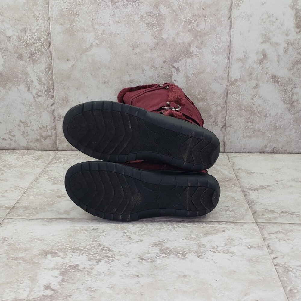 Buckled Faux Fur Hot Tomato Pavati Suede Zippered Full Calf Knee Boots Size 6 M - Picture 5 of 15